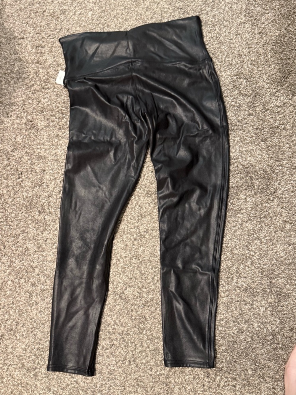 1x petite SPANX Black Faux Leather Shaping Leggings